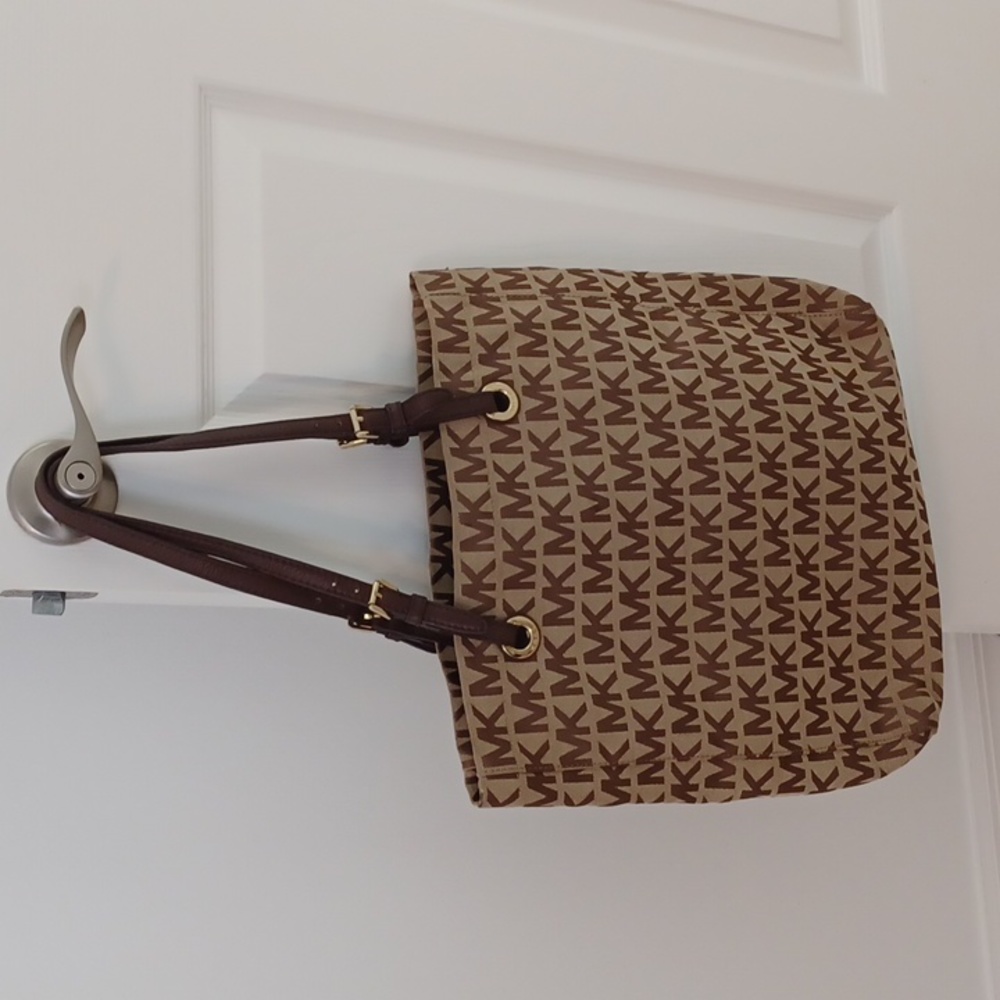 MK tan & brown Tote Bag. 15x15x3".